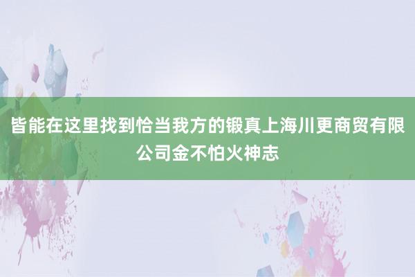 皆能在这里找到恰当我方的锻真上海川更商贸有限公司金不怕火神志